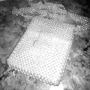 Sabina NY white faux pearl beaded bag NWT